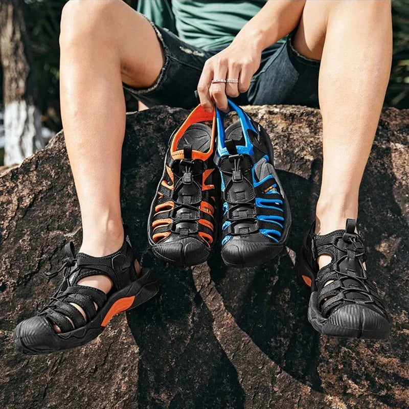 New Summer Genuine Leather Men Sandals Fashion Design Men's Casual Sneakers Comfortable Beach Men's Sandals Outdoor Wading Shoes - Sun Studio