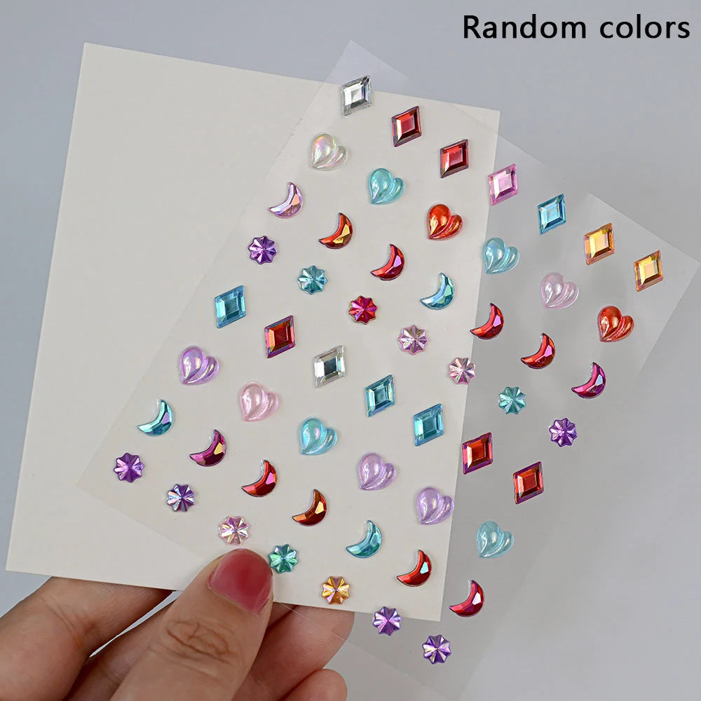1 Stück Gesicht Diamant-Gem-Sticker, 5D, bunte Strass-Tattoo-Aufkleber, für Festival, Nagel, Körper-Make-up, Bling-Schmuck, DIY Gesichtssticker