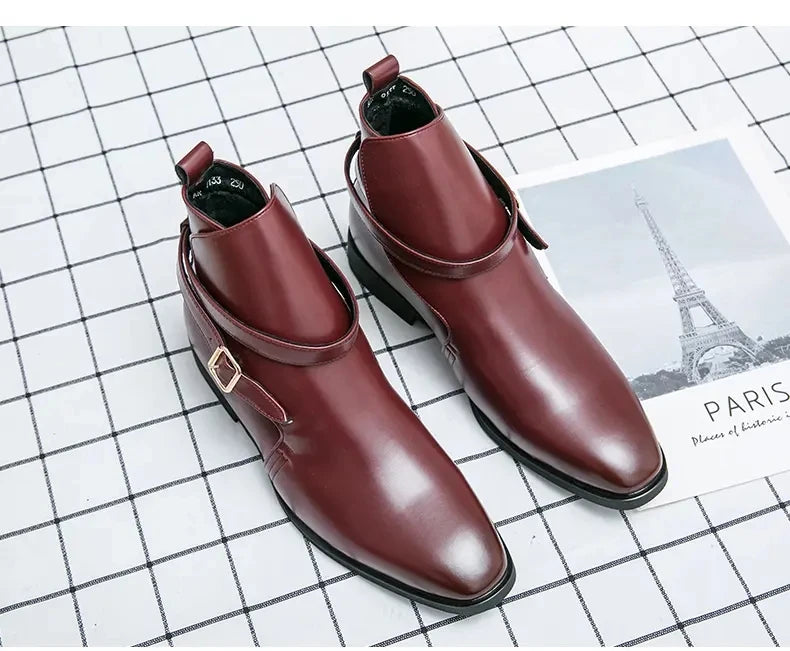 European Station New Men Pointed Chelsea Boot Side Buckle Casual Classic Size 38-48 Male Boots - Sun Studio