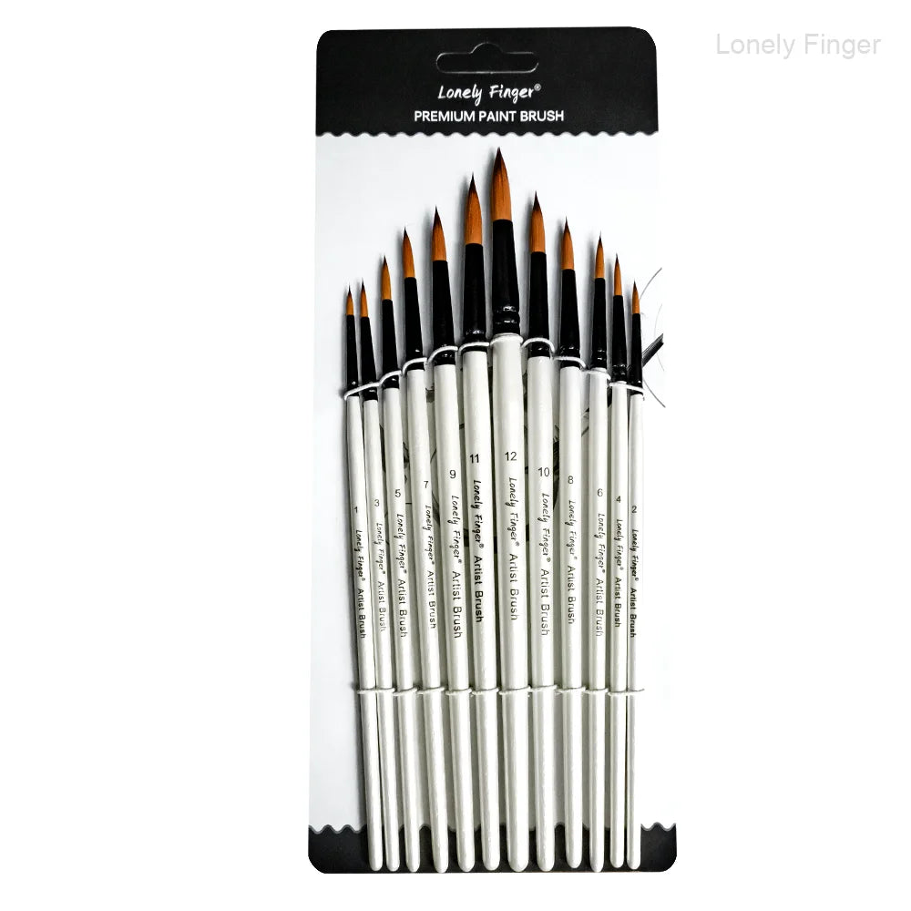 12/48pcs Professional Artist Paint Brush Set Include Round Filbert Flat Angle Fine Detail Brushes Premium Nylon Brush for Paint - Sun Studio