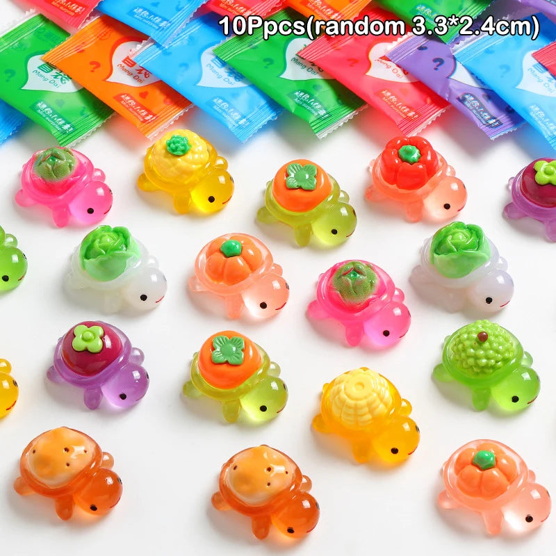 10pcs Cute Landscaping Resin Crafts Glowing Turtle Garden Fish Tank Miniatures Ornaments Mini Luminous Fruit Turtle Home Decor - Sun Studio