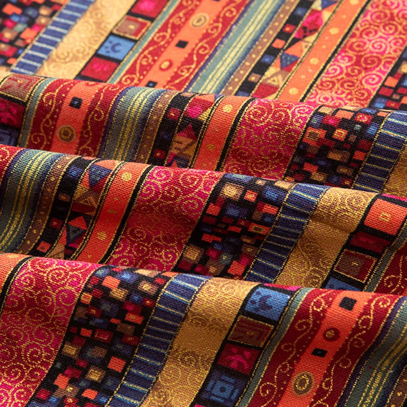 Bohemian Fabric Ethnic Vintage Retro Boho Printed Cotton Linen Home Decor Upholstery Textile - Sun Studio