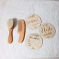 baby comb brush set newborn gift set Natural Wool beech Wooden Comb baby bib pacifier clip  Kids  Baby Hair Brush - Sun Studio