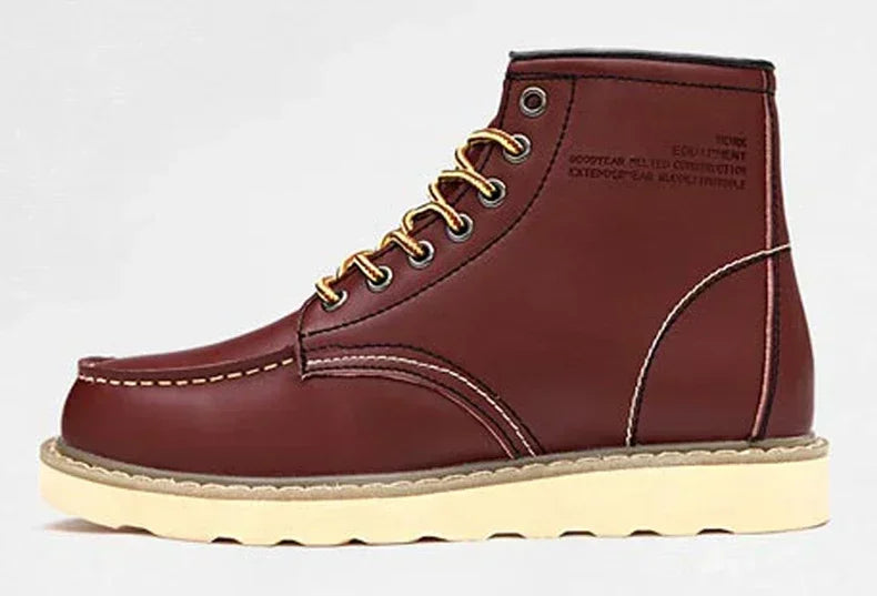 Winter Leather Men Boots Warm Mens Snow Boots with Fur Waterproof Handmade Male Ankle Boots No-slip High Top Male Work Shoes - Sun Studio