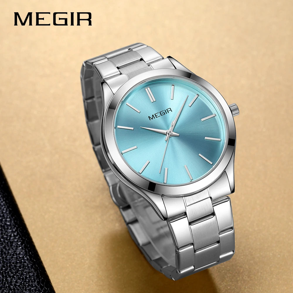 MEGIR Business Luxury Men's Watches Stainless Steel Luminous Waterproof Man Wristwatch Fashion Casual Men Quartz Watch Reloj - Sun Studio