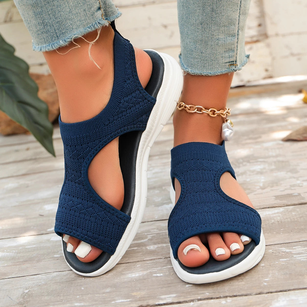 Summer Wedge Sandals for Women 2026 New Fashion Non Slip Beach Shoes Woman Lightweight Casual Platform Plus Size Sandals Women - Sun Studio
