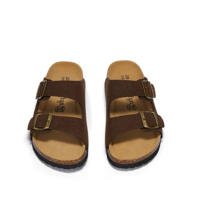 Sommer Kunstwildleder Leder Kork Hausschuhe Flip-Flops Frauen Männer Unisex Retro Tragen Müller Hausschuhe Mode Freizeit Strand Sandalen