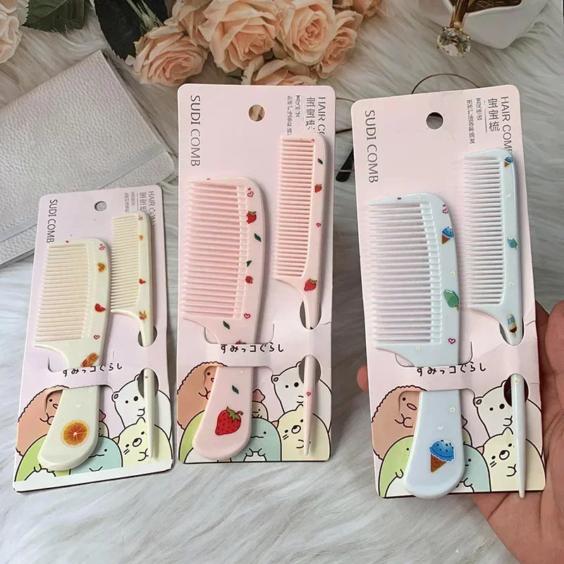 2pcs Cute Kids Hair Comb Set Anti-static Strawberry Comb for Girls Portable Hairdressing Comb - Sun Studio