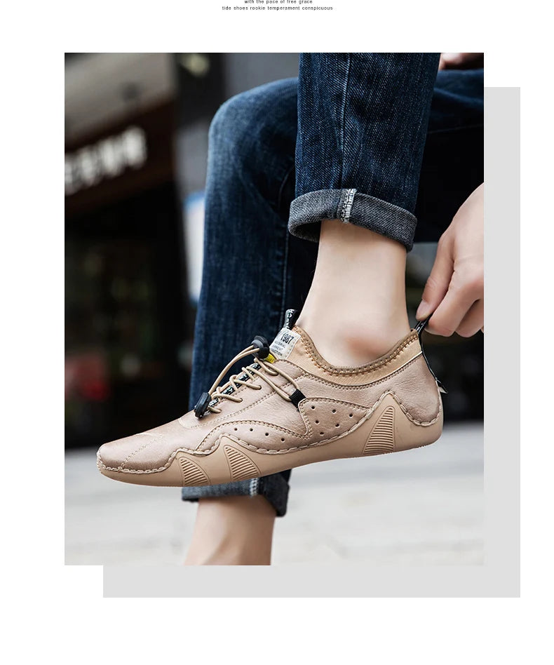 Leather Casual Sneakers for Men Driving Shoes 2024 New Fashion In Waterproof Men Doug Luxury Dress Loafers Shoes Footwear ﻿ - Sun Studio