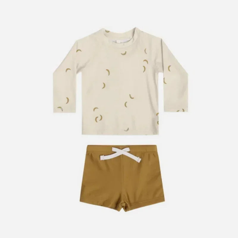 Korean Style Summer Baby Boy's Swimwear Sets Long Sleeve Round Collar Sunscreen Swimsuit+Swimming Trunks Seaside Vacation E6928 - Sun Studio