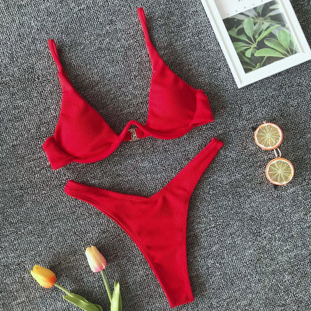 sexy mini thong micro bikinis sets swimsuit beachwear lady's underwired push up underwired swimwear bather bathing suits biquini - Sun Studio