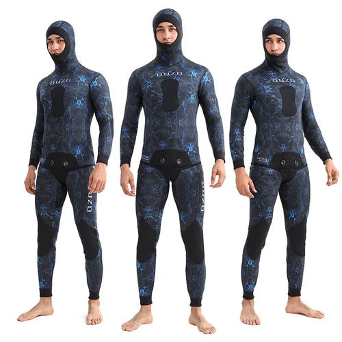 1.5mm Camouflage Wetsuit Long Sleeve Hooded 2 Pieces Set Neoprene For Men Keep Warm Scuba Diving Suit Cold Water Swimsuit - Sun Studio