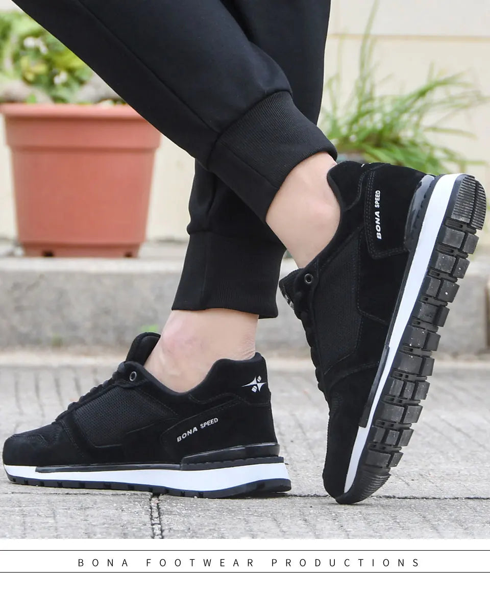 BONA 2022 New Designers Suede Casual Shoes Men Sneakers Outdoor Walking Shoes Man Comfortable Shoes Walking Footwear Mansculino - Sun Studio