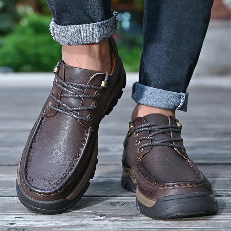 New Large Size Men's Shoes Genuine Leather Flats Men Loafers High Quality Outdoor Men Sneakers Breathable Male Casual Shoes - Sun Studio