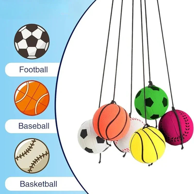 1-32PCS Elastic Hand Flick Ball with Wrist Strap PU Bouncy Ball for Kids Outdoor Fitness Exercise Hand Toss Ball Accessories - Sun Studio