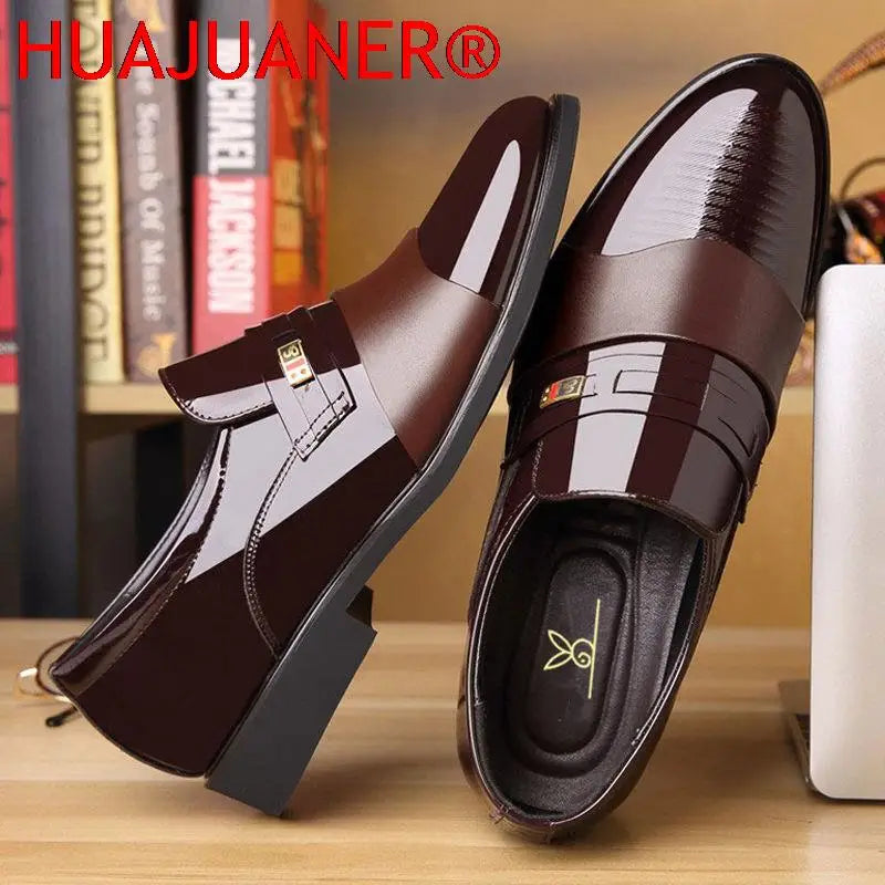 Men Leather Casual Shoes Men Shoes Autumn New Business Formal Men Leather Shoes Casual Cover Foot Heightening Leather Shoes Men - Sun Studio