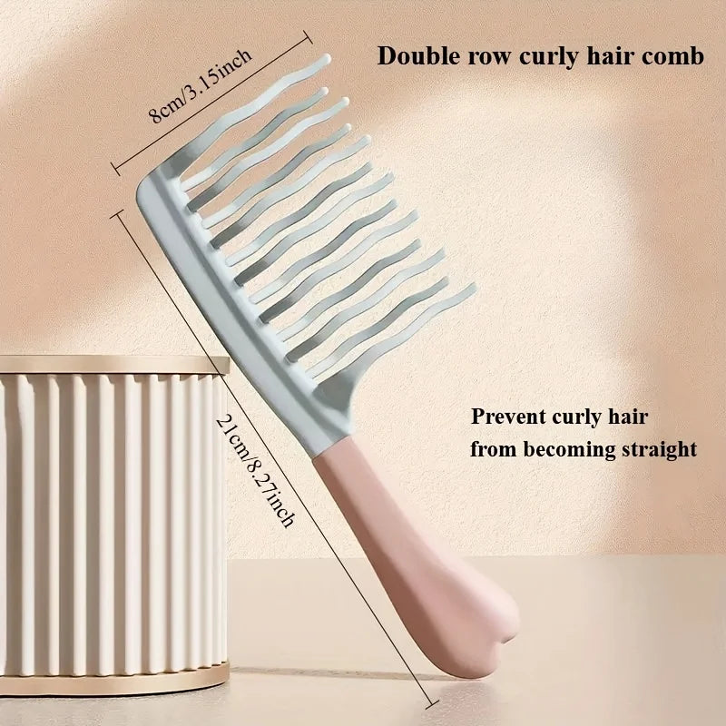 1pc Dual Wide-Tooth Hair Combs, Ideal for Long Curls & Voluminous Styles, Curly Hair Management &Home Massage, Elegant Hair Care - Sun Studio