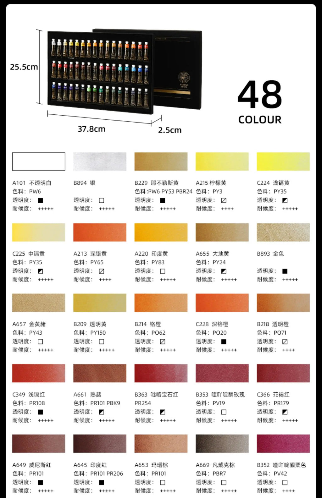 New Rubens Artist Watercolor Paint Master Tube 5ml 12/24/36/48 Color Set Professional Acuarela  pigment 2025 Art Supplies - Sun Studio