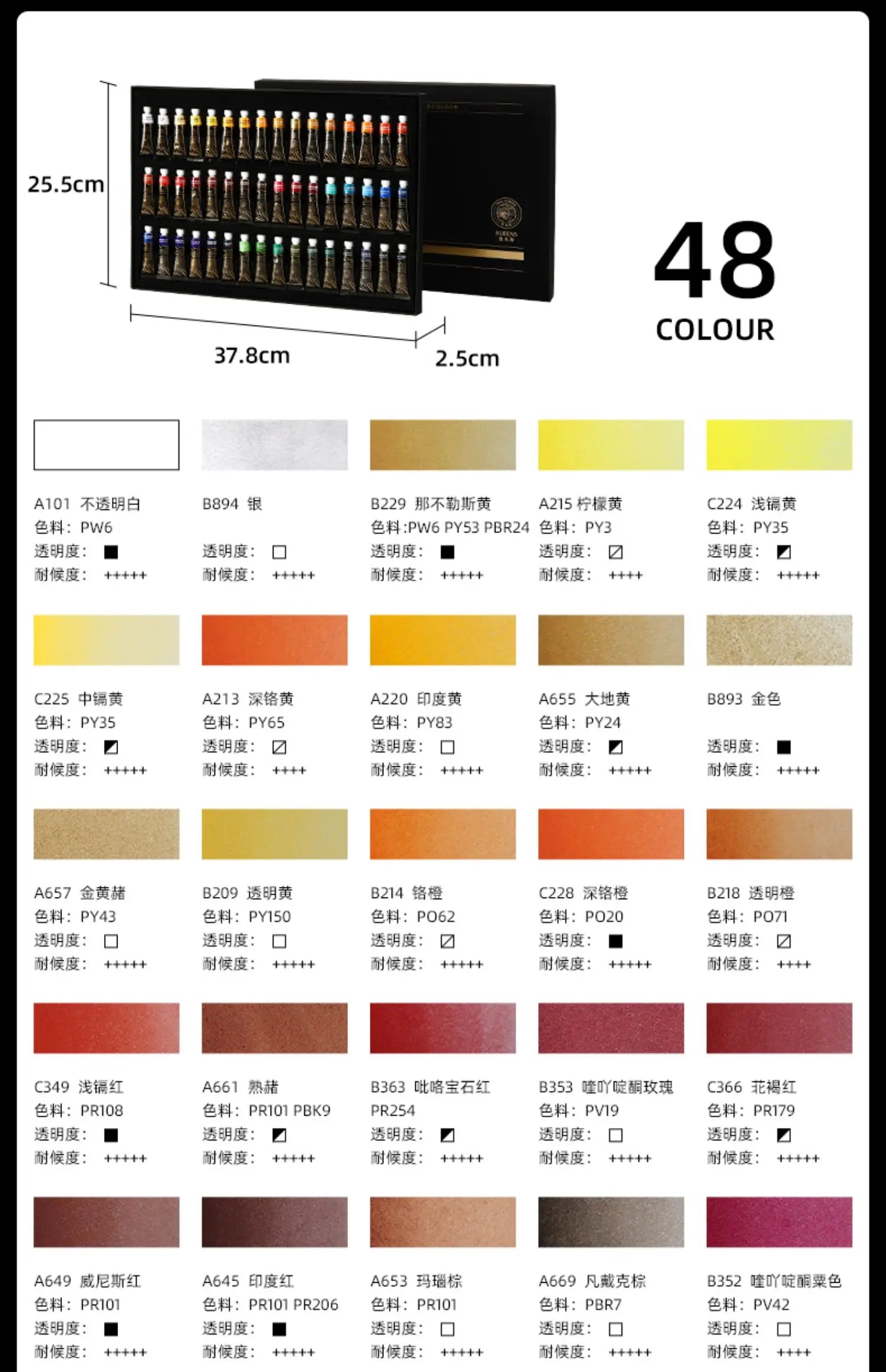 New Rubens Artist Watercolor Paint Master Tube 5ml 12/24/36/48 Color Set Professional Acuarela  pigment 2025 Art Supplies - Sun Studio