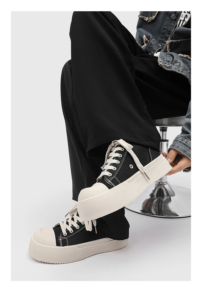 Canvas Platform Sports Shoes Fabric Outdoor Shoes for Men Skateboard Soft and Comfortable All-match Wear-resistant Non-Slip New - Sun Studio