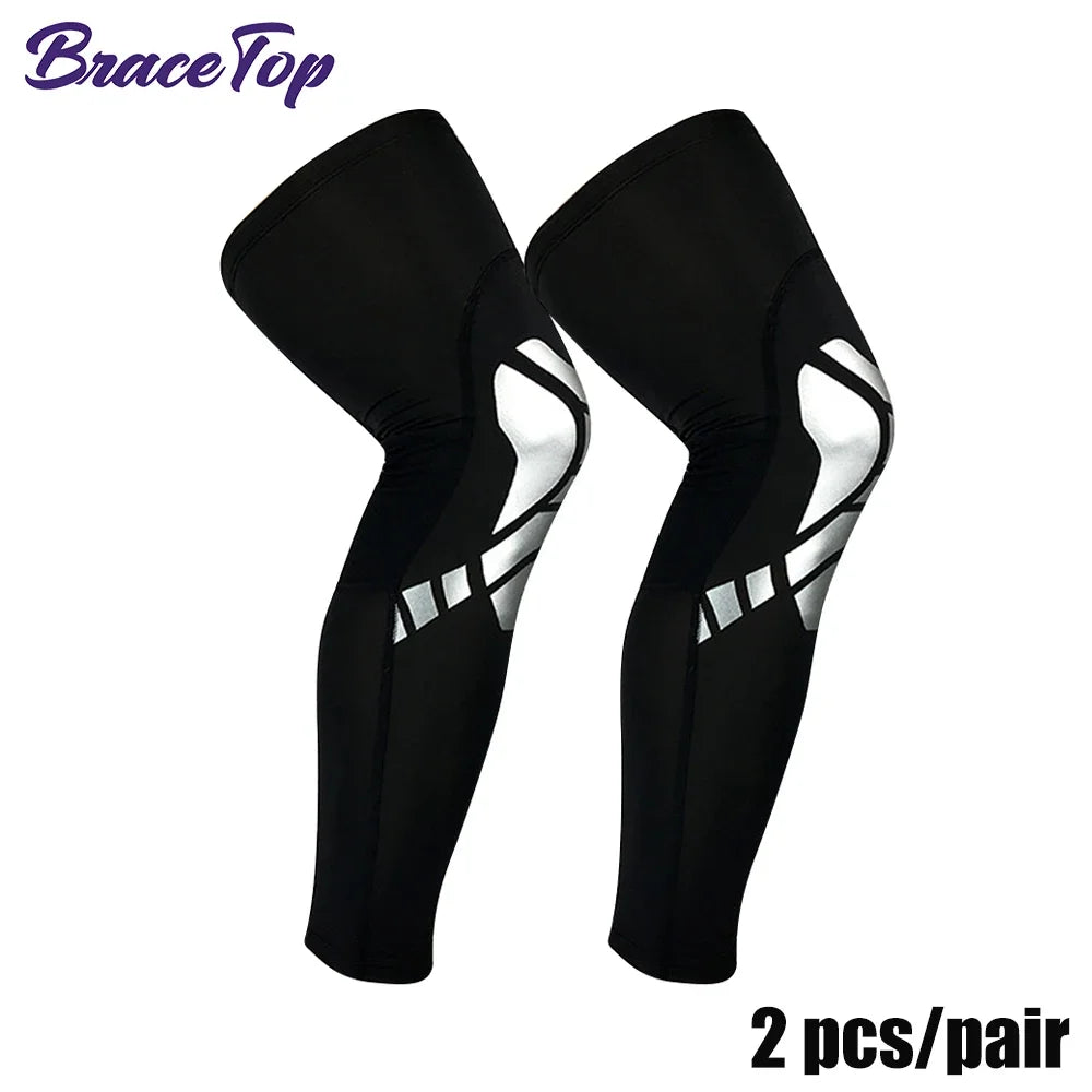 BraceTop 1 Pair Compression Long Socks Men Women Knee Fitness Knee Pad Anti Slip Support Thigh Long Stockings Leg Thigh Sleeves - Sun Studio