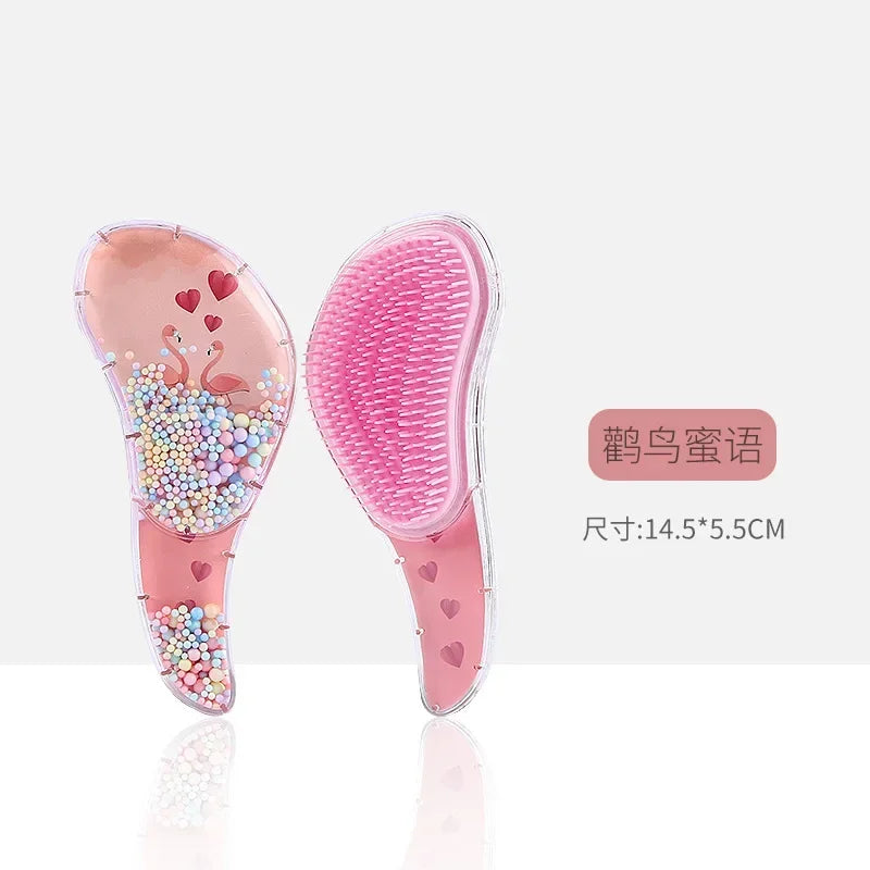Cute Children Hairdressing Comb for Kids Anti-knot Massage Flowing Bead Hair Comb Children Girls Dress Up Makeups Toy Gifts - Sun Studio