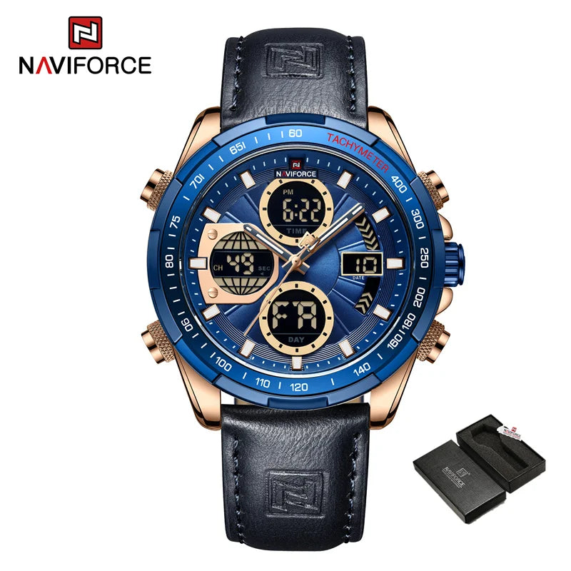 New NAVIFORCE Watches for Men Leather Mens Military Sport Waterproof Watch Quartz WristWatch Chronograph Male Clock - Sun Studio