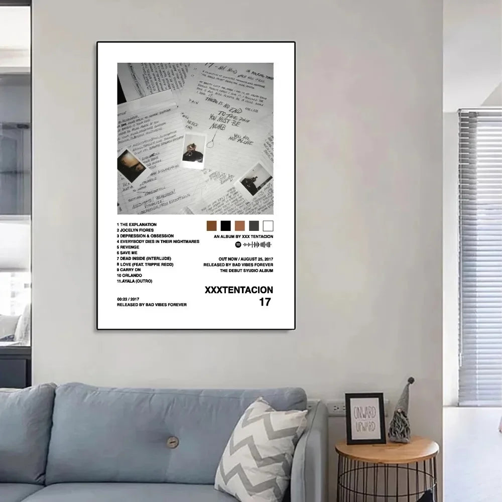 Hip Hop Rap Wall Art Hip Hop Z-XXXTentacion Music Cover Album Canvas Poster Print Living Room Bedroom Home Decor - Sun Studio