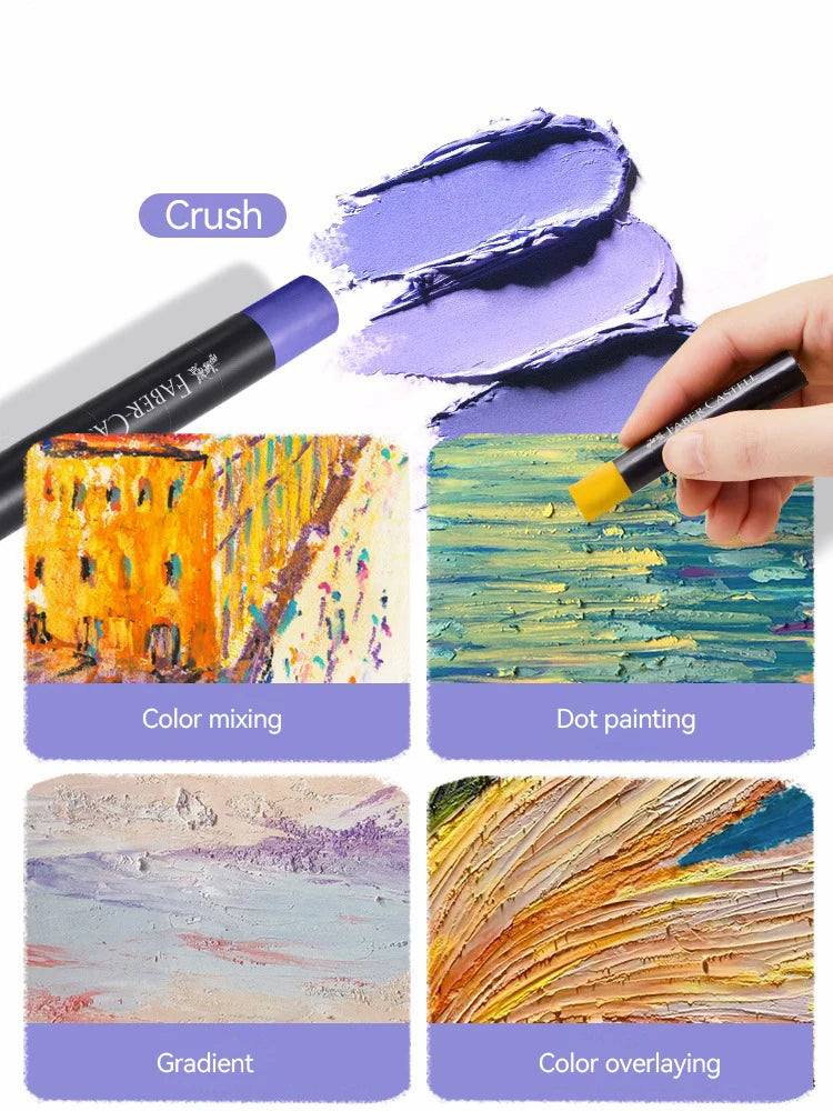 Faber-Castell Soft Oil Pastel Set 24/36/48 Vibrant Colors Creamy Texture Bullet Head Chalk for Artist Painting Drawing Beginners - Sun Studio