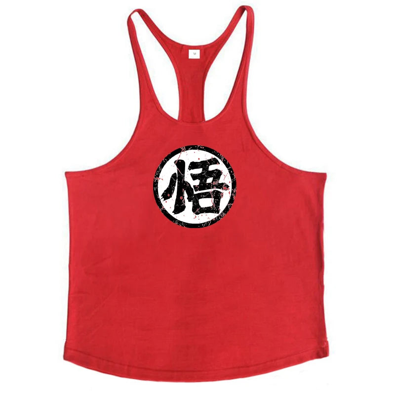 Gym Fitness Bodybuilding Suspenders T-Shirt Mens Fashion Print Sport Sleeveless Vests Summer Cotton Breathable Y-back Tank Tops - Sun Studio