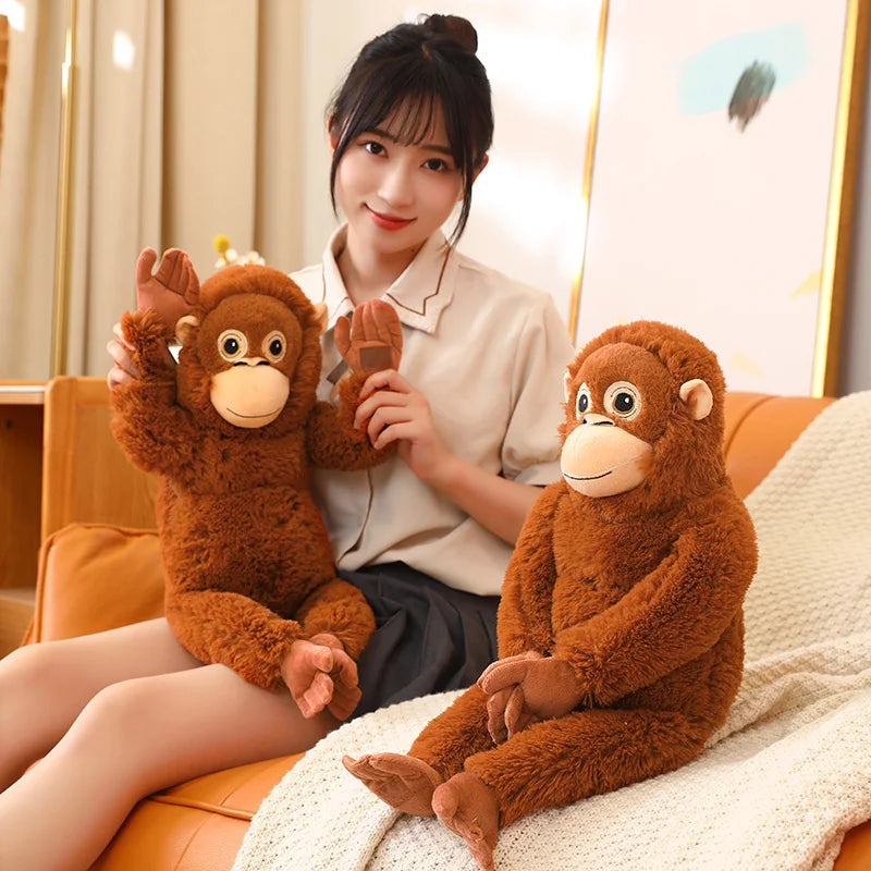 Cartoon Punch Monkey Plush Doll Brown Chimpanze Mom And Black Monkey Baby Together Animal Stuffed Doll Home Decor Gift For Kids - Sun Studio