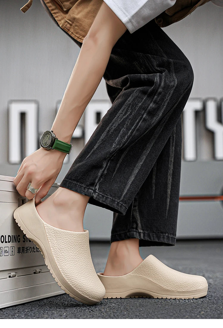 Men Slippers Couples Garden Clog Women Water Proof Chef Shoe Comfortable Sandal Slippers For Pet Workers Outdoor Fishing Shoes - Sun Studio