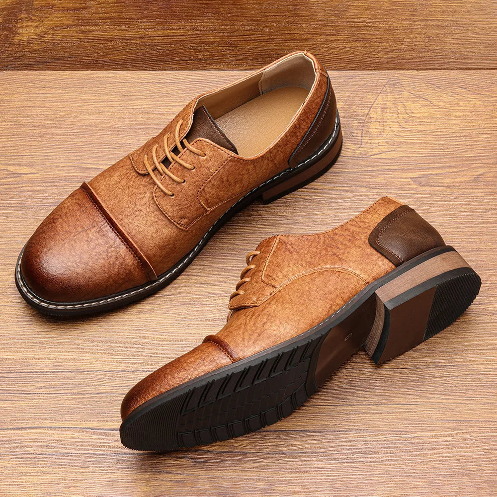 Business Men's Leather Shoes European American Casual Man Leather Shoe Retro Trend Men's Shoes Large Size Leather Shoes for Men - Sun Studio