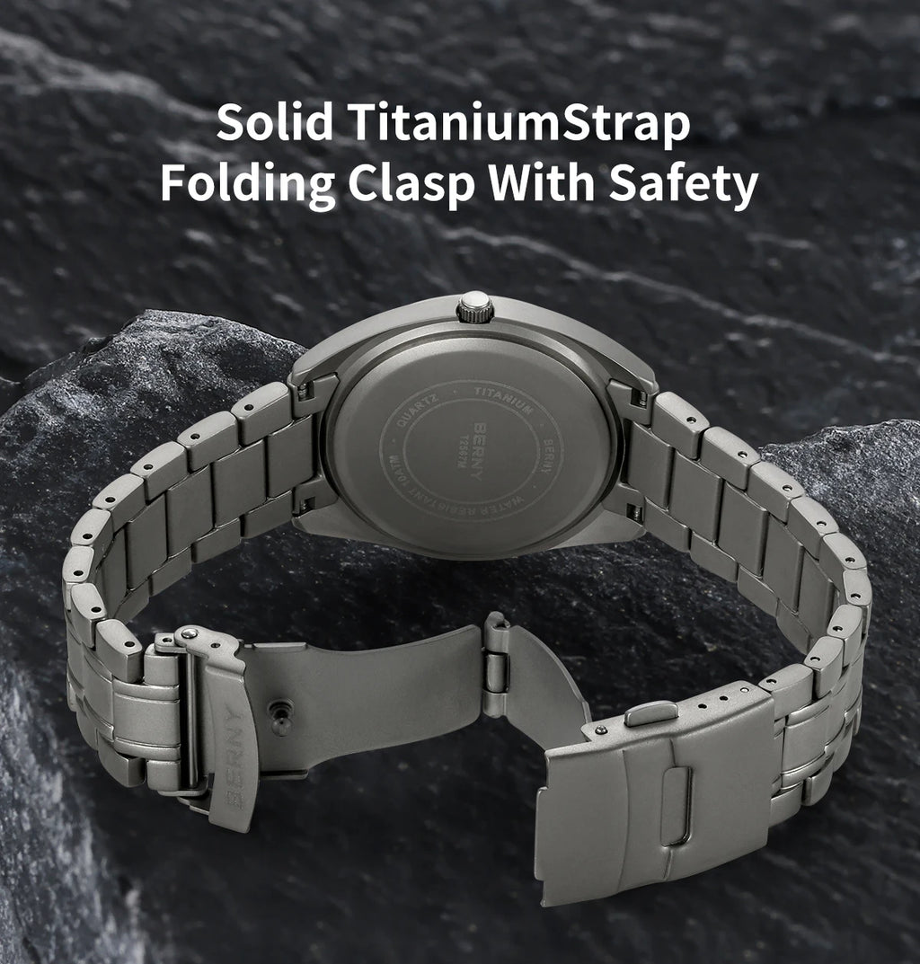 BERNY Titanium Watch for Men Supper Light Weight Wristwatch Super Luminous Sapphire 10ATM Waterproof Sport Field Quartz Watches - Sun Studio