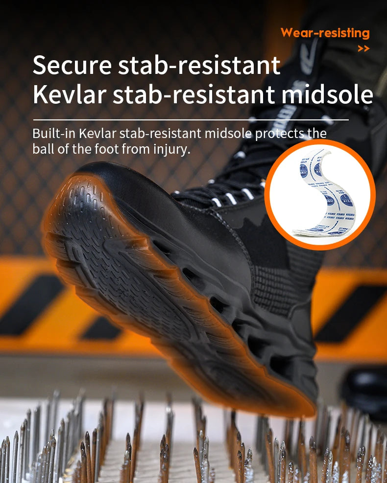 New Fashion 2024 Men Boots Safety Shoes Security Steel Toe Cap Military Boots Working Steel Toe Anti-Smashing Men's Work Boots - Sun Studio