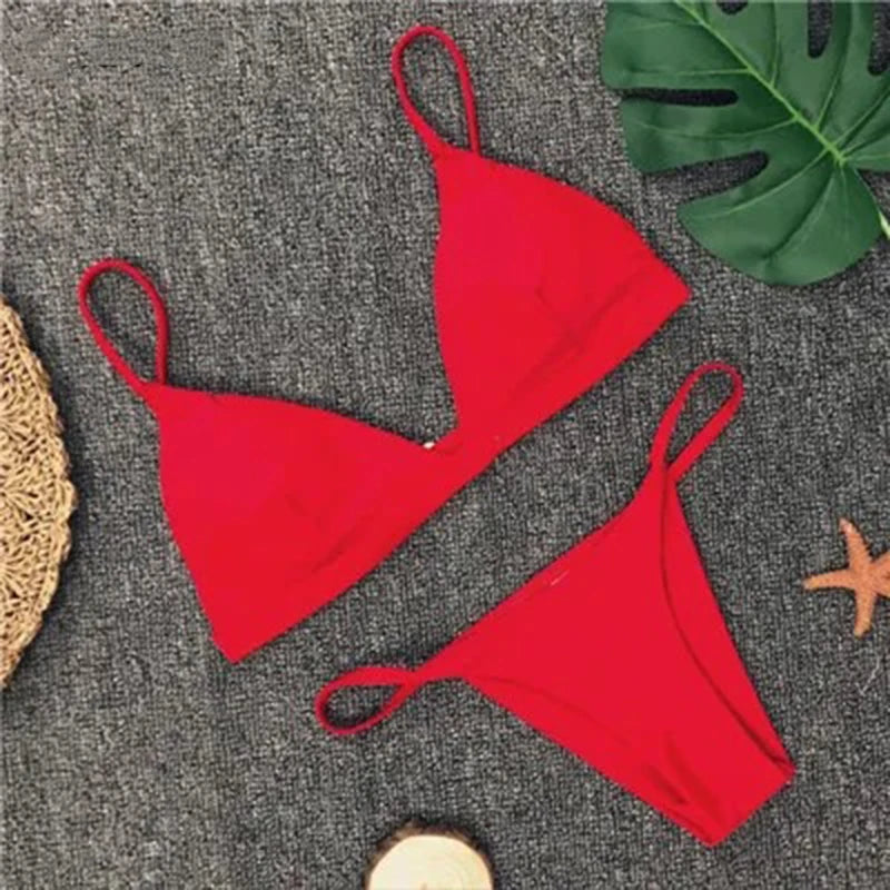 Fashion Solid Bikini Set Swimwear Women Split Triangle Micro Bikini  Brazilian Swimsuit 2026 New Beach Two Pieces Bathing Suit - Sun Studio