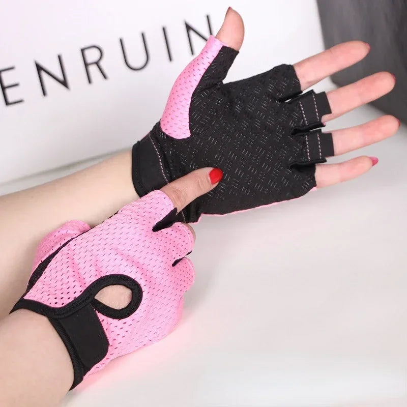Gym Fitness Gloves For Women, Breathable Half Finger Anti-Slip Gloves For Bicycle Cycling Weight Lifting Yoga - Sun Studio