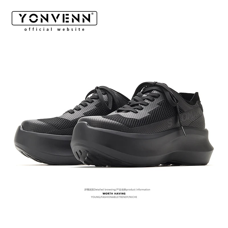Summer New Mesh Shoes Men's Height 7CM Casual Breathable Dad Shoes Sponge Cake Shoes Thick Bottom Trendy Sports Shoes - Sun Studio