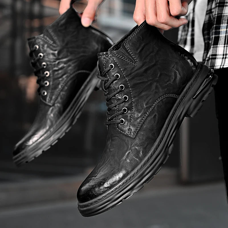 British Style Men's Interview Formal Boots High-end Business Short Boots Men's Winter Ankle Boots Trend High Top Shoes - Sun Studio