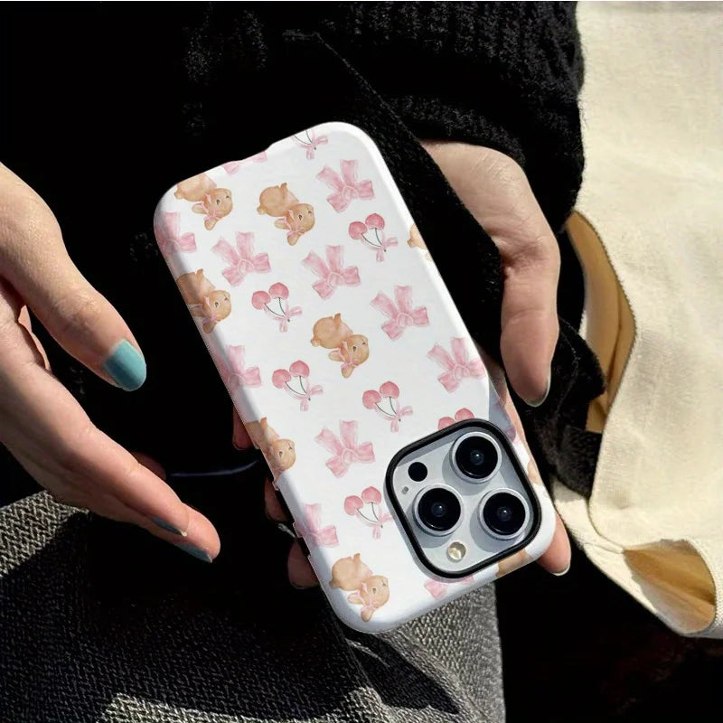 Phone Case for iPhone 16 15 14 13 12 11 X XS XR XSMAX 7 8 Pro Max Plus Luxury Adorable Bunny Double Double-layer Back Cover - Sun Studio