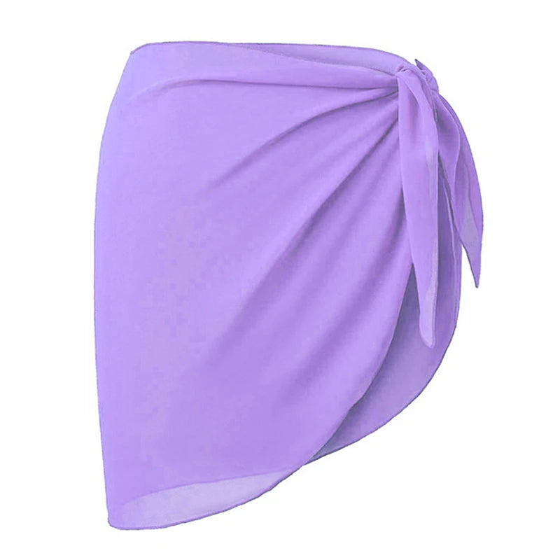 Women Short Sarongs Swimsuit Summer Coverups Beach Bikini Wrap Sheer Short Ladies Skirt Chiffon Scarf Cover Ups For Swimwear - Sun Studio