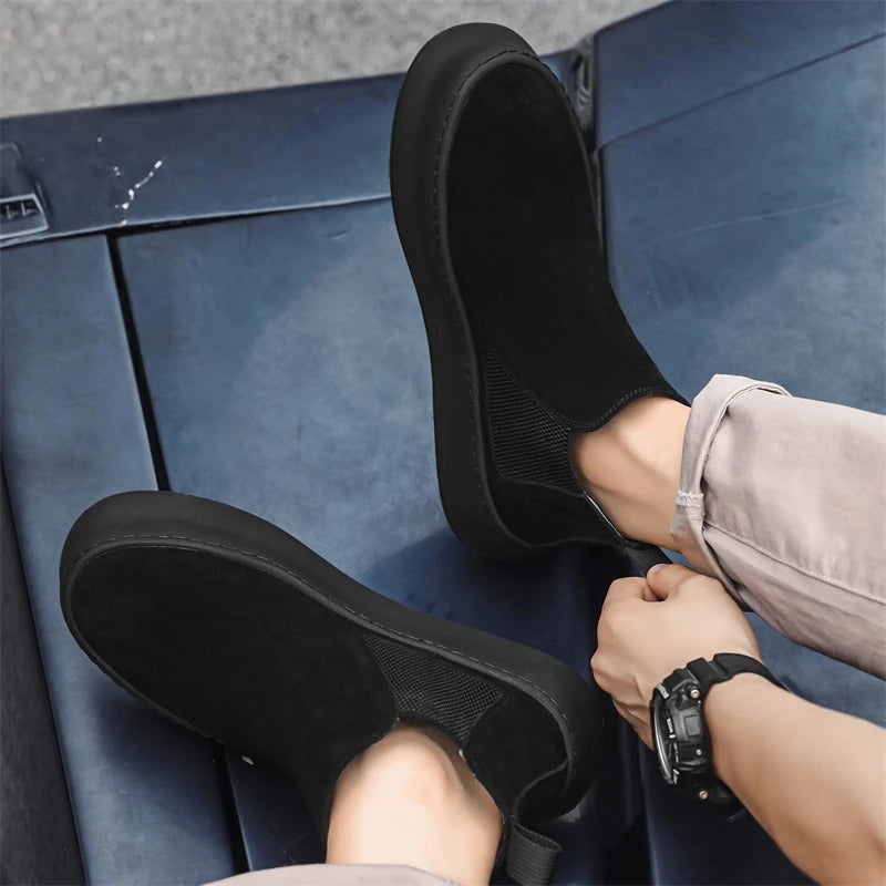 Mode Marke Herren Echtes Leder Mid Top Stiefel im Britischen Stil Herbst Winter Herren Rutschfeste und Abriebfeste Chelsea Boots