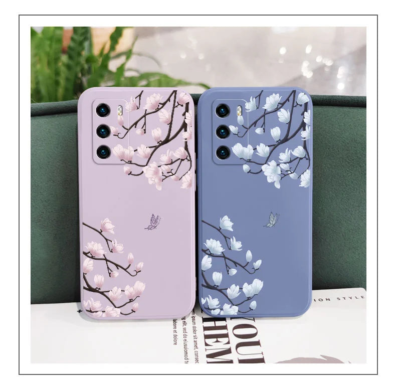 Tree Branch Phone Case For Huawei P40 P50 P30 P20 Pro Lite Nova 5t Y7A Mate 40 30 20 Pro Lite Liquid Silicone Cover - Sun Studio