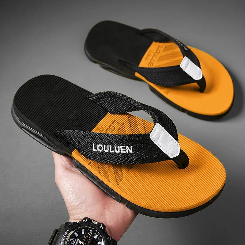 [Farbblockierte Flip Flops] Bequeme farbblockierte Flip Flops - Herren rutschfeste Freizeit Gummiboden EVA Flip Flops, geeignet f