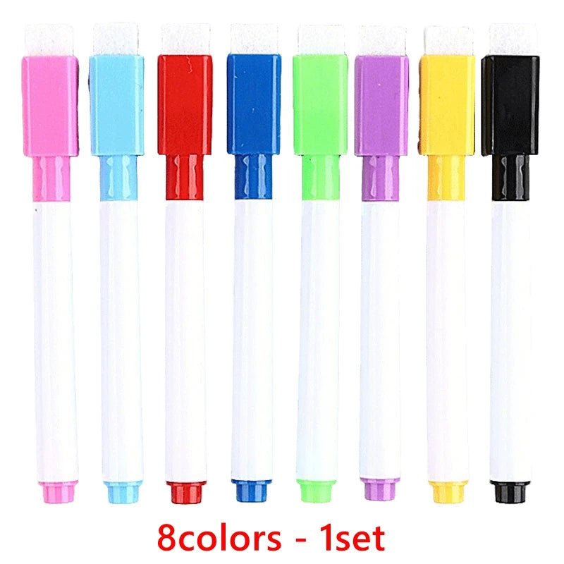 100/5Pcs Dry Erase Whiteboard Markers Set, Washable Pens with Magnetic Eraser for Office Whiteboards & Art Supplies - Sun Studio