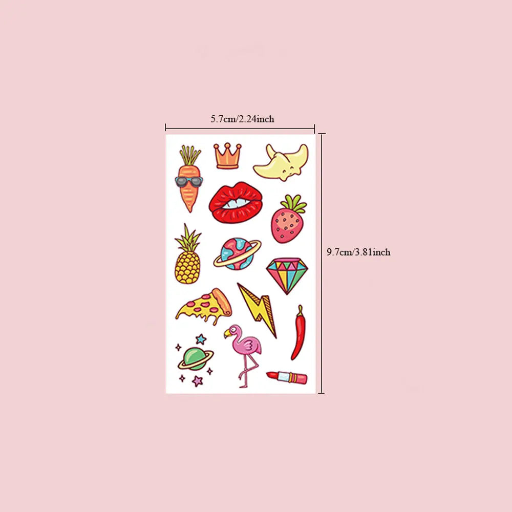 30 Sheets Cute Cartoon Temporary Tattoos for Hands Waterproof Tattoo Stickers Rainbow Fruit Moon Fake Finger Tattoo - Sun Studio