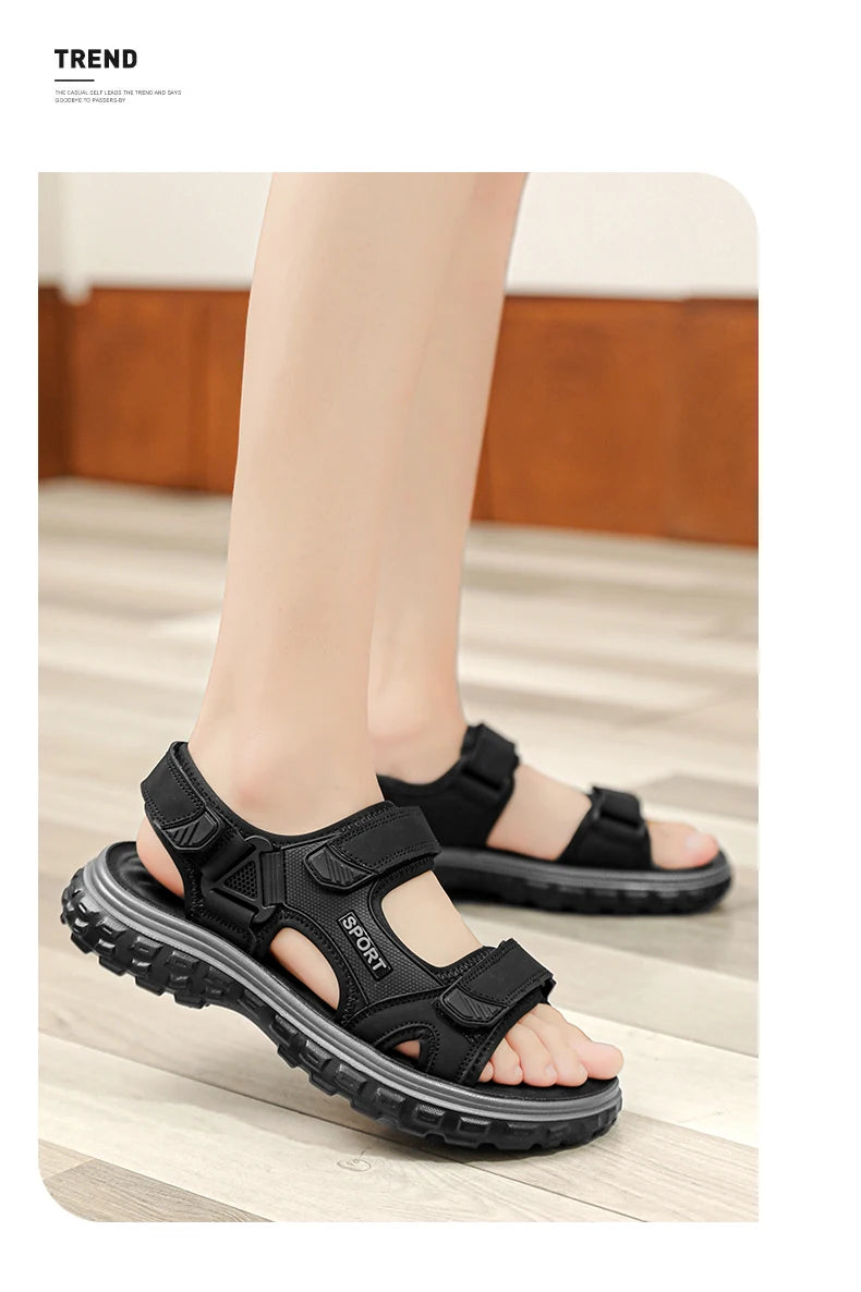 Sandals men summer fashion new style outdoor wear soft sole wear-resistant anti slip anti odor breathable dual-use beach sandals - Sun Studio