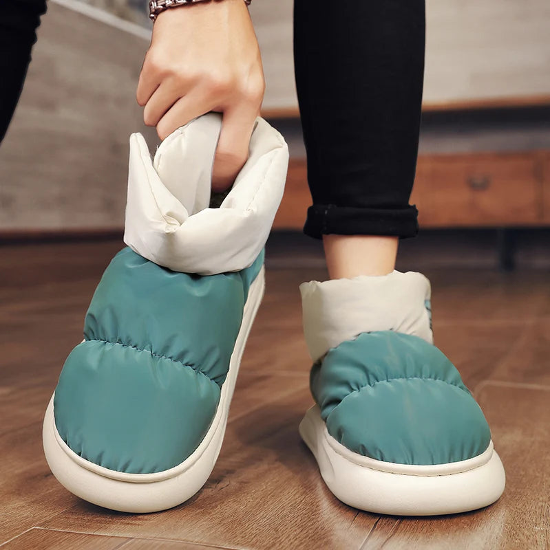 Outdoor Plush Warm Men's Snow Boots Winter Couple Cotton Shoes Down Non-Slip Waterproof Fashion Kids Shoes Slip on Soft Sneakers - Sun Studio