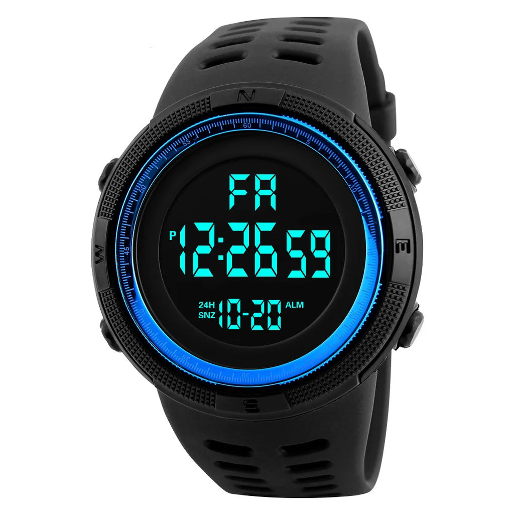 YIKAZE Men's Digital Electronic Watch Sports Glow 50mm Large Dial Student Outdoor Adventure Trend Multifunctional Watches Clock - Sun Studio