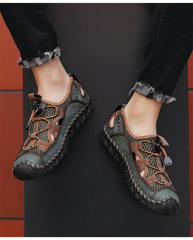 Hot Sale Summer Men's Sandals Outdoor Non-slip Men's Beach Sandals Handmade Genuine Leather Men's Shoes Fashion Men Sneakers - Sun Studio
